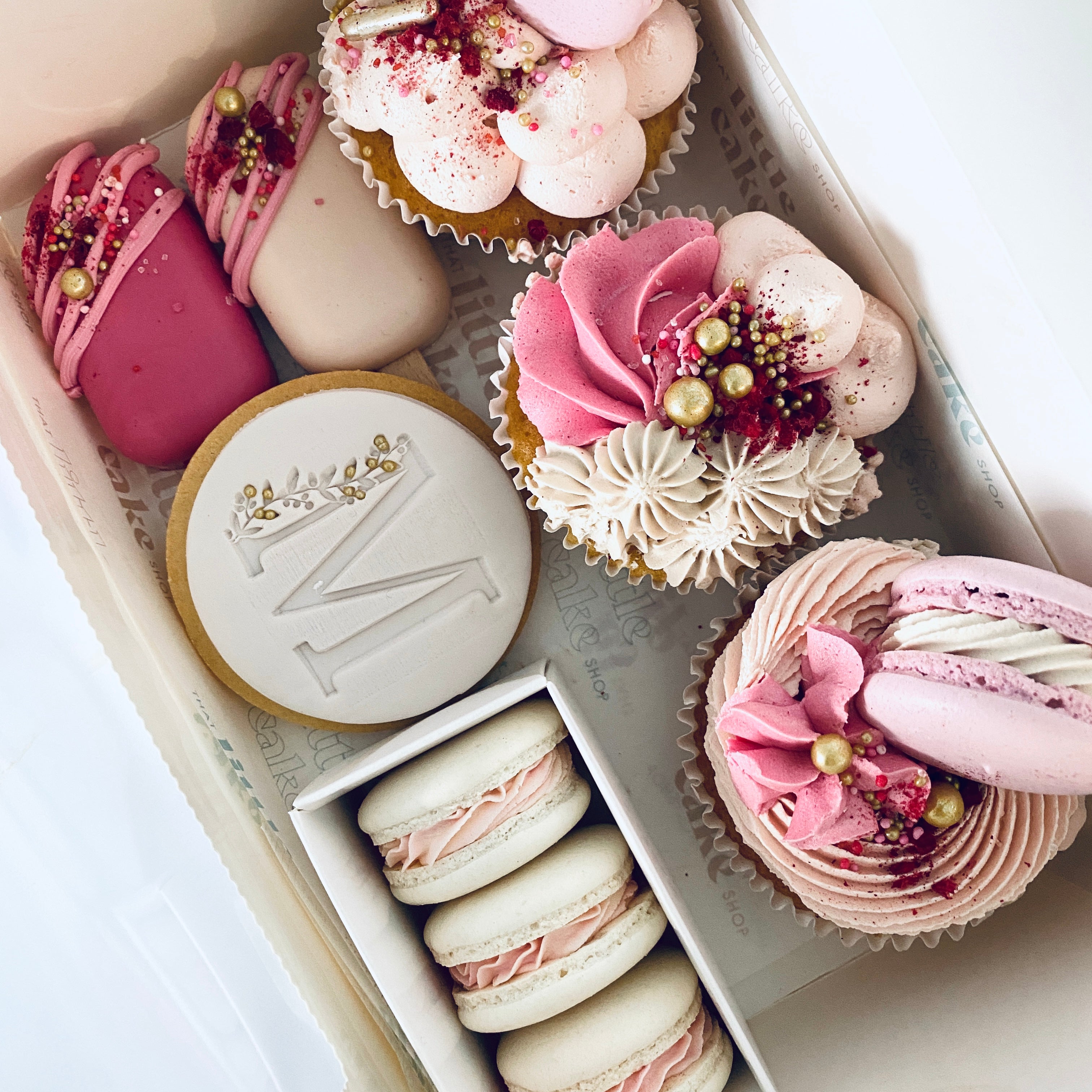 Mother's Day Gift Box - cupcakes, macarons, cakesicles and sugar cookie