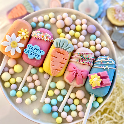 Easter White chocolate chocsicles - Bright pink