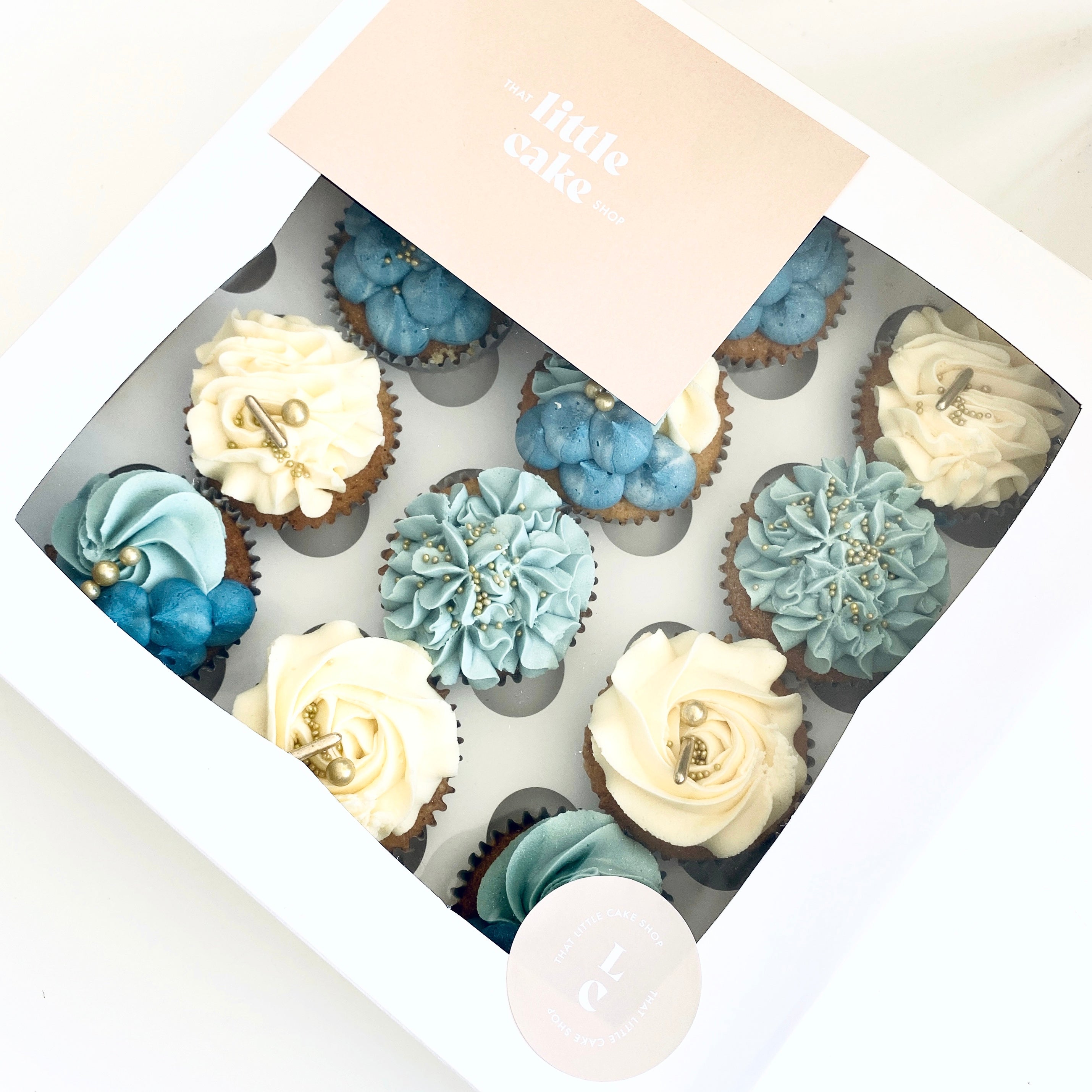 Blue Floral Cupcakes